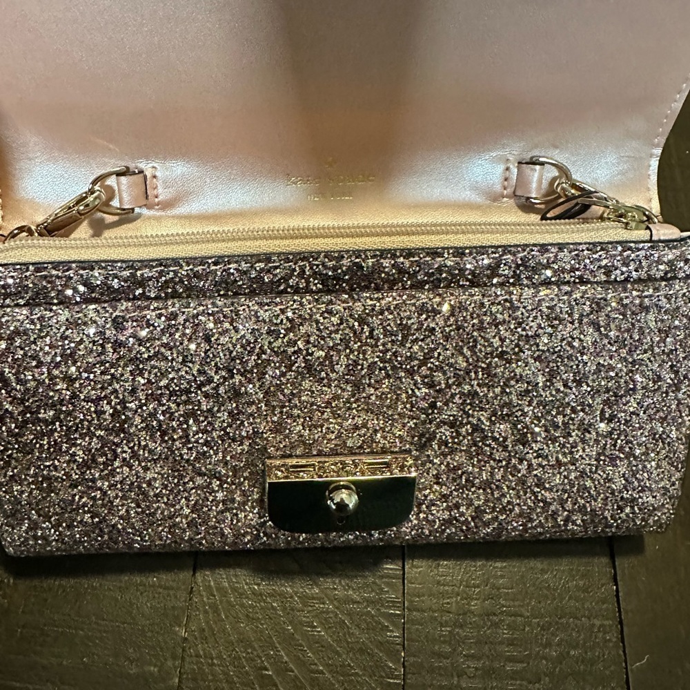 Kate Spade New York Rose Gold Milou Sunset Lane Glitter Clutch. NWOT. - Picture 4 of 7